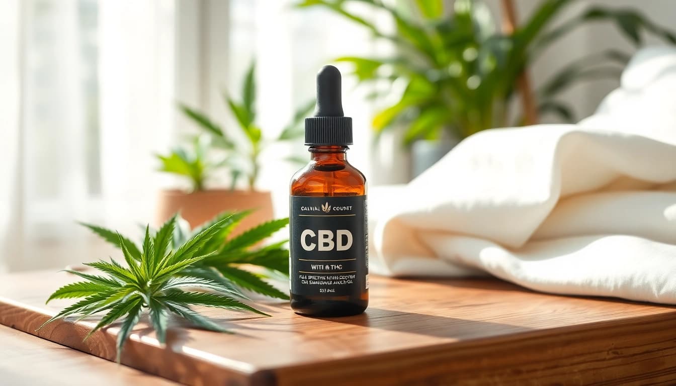 Enhance wellness with full spectrum cbd oil with thc displayed in a soothing environment.