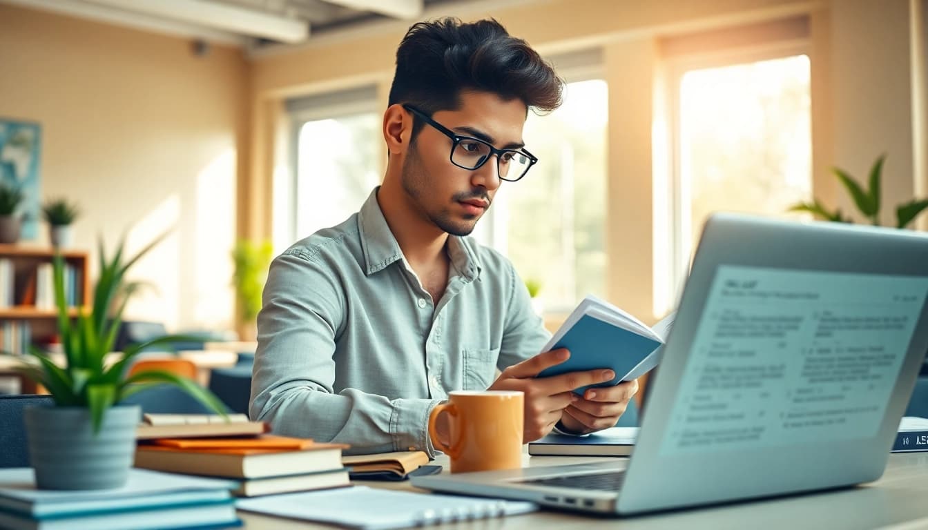 Hire someone to take lsat for you by a focused student studying in a bright classroom.
