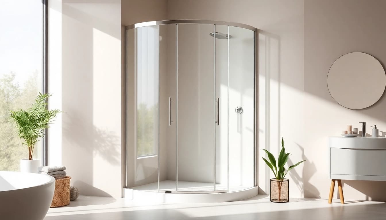 Moderne duschkabine 100x100 pendeltür in einem eleganten Badezimmer mit stylishen Accessoires.