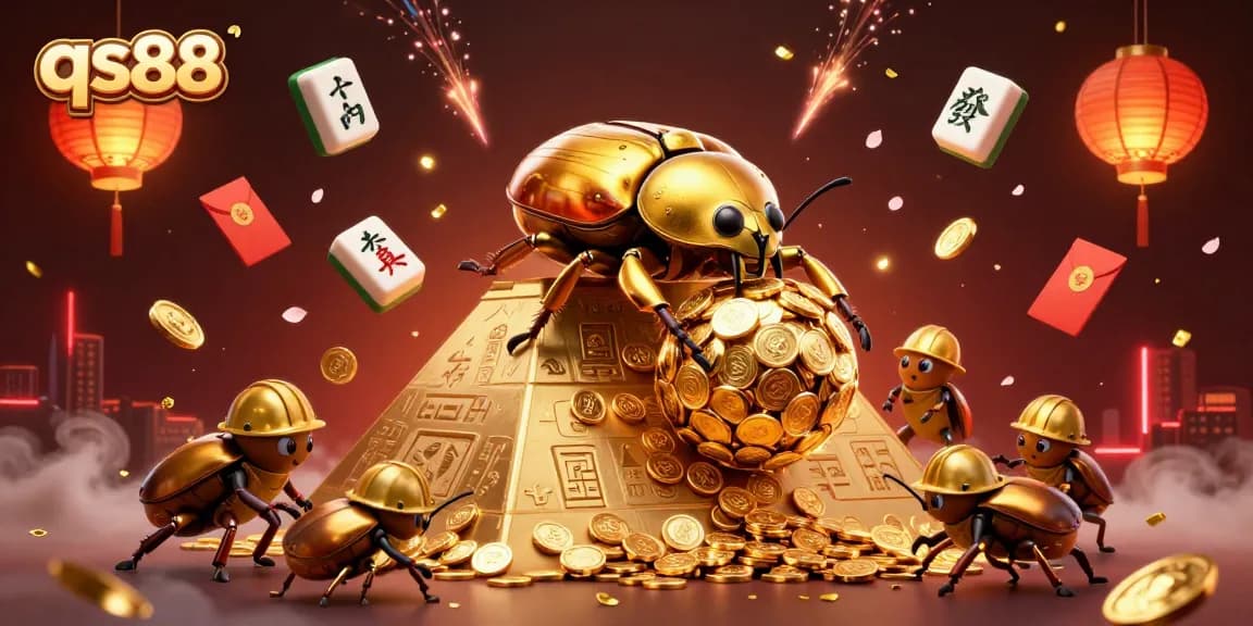 Spin and win with qs88 in a vibrant casino world filled with golden treasures and festive symbols.