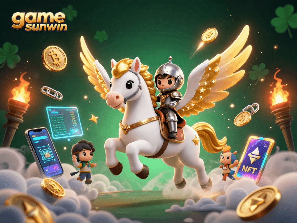 Experience the thrill of game sunwin with 3D illustrated characters, coins, and immersive visuals.