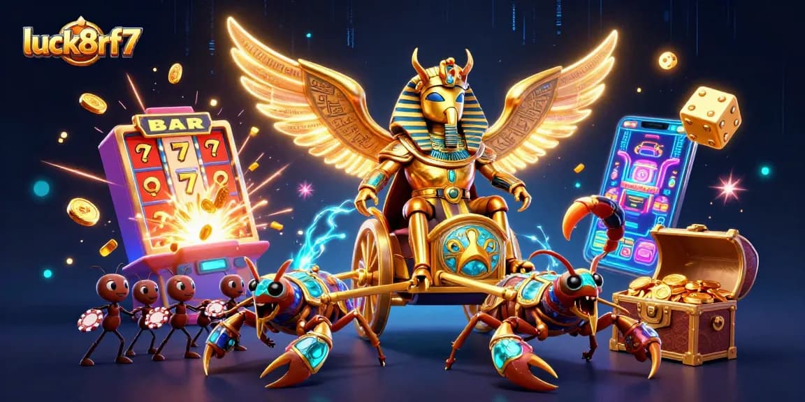 Experience luck8rf7 with a vibrant 3D casino scene filled with characters and dynamic game elements.