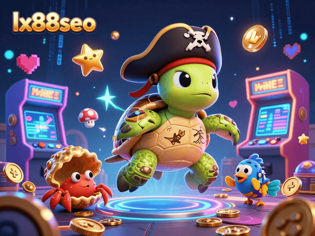 Experience thrilling gaming with lx88seo as a pirate turtle guides you through underwater treasures with vibrant elements.