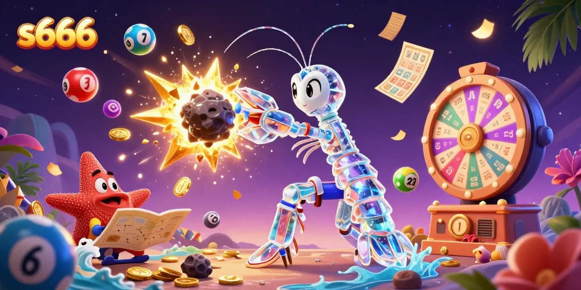 Experience thrilling wins with s666 in this vibrant casino-themed digital illustration.