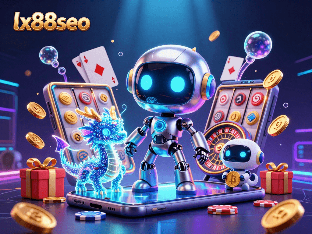 Win exciting rewards at lx88seo with a dynamic 3D robotic casino scene.