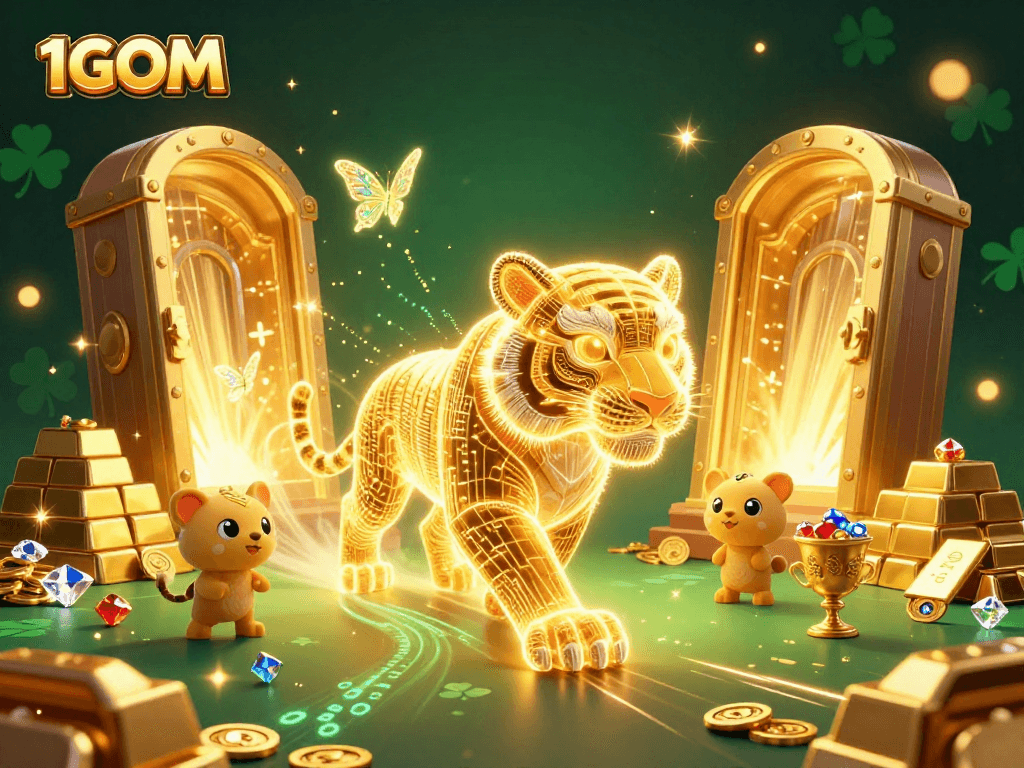 Experience 1GOM's exhilarating online gaming with vibrant visuals and dynamic casino elements.