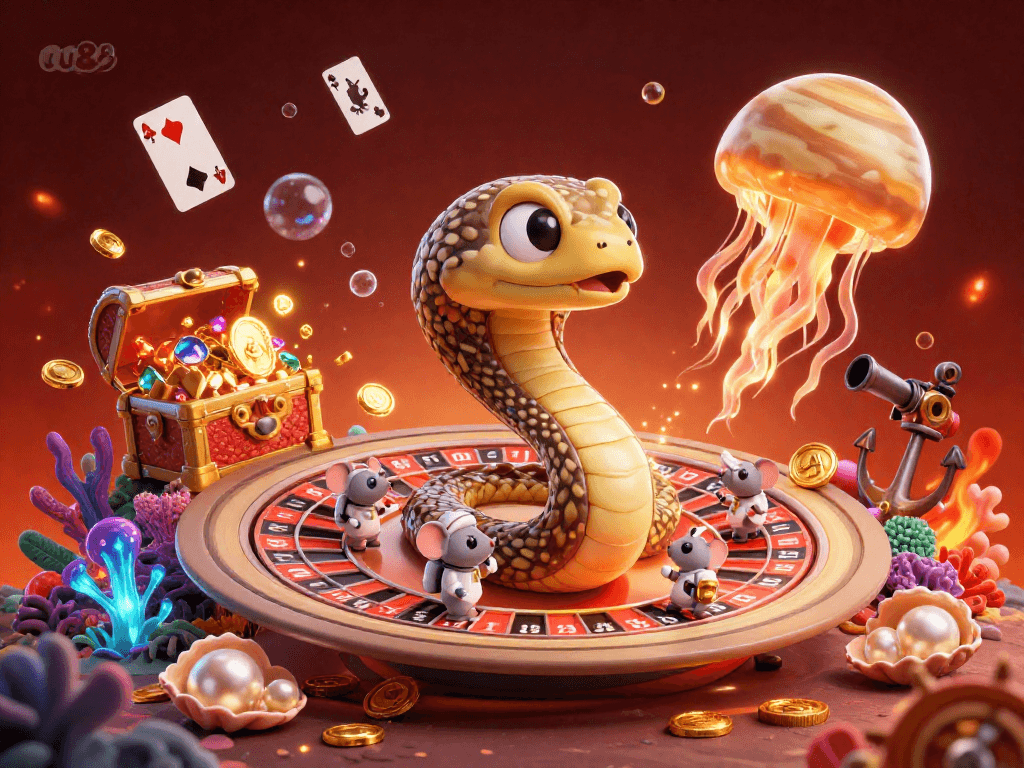 Experience thrilling bets at uu88 with animated characters in a vibrant cosmic casino.