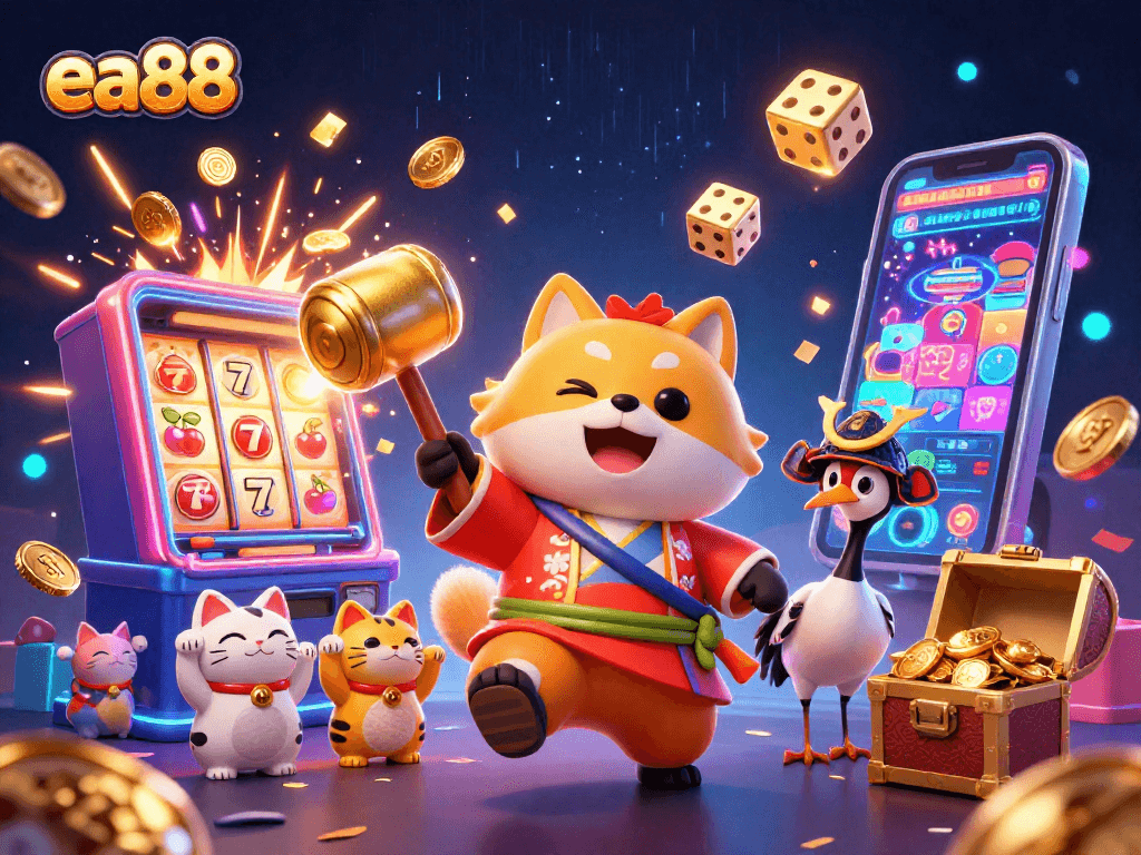 ea88 provides vibrant 3D casino excitement with cheerful characters and jackpot symbols.
