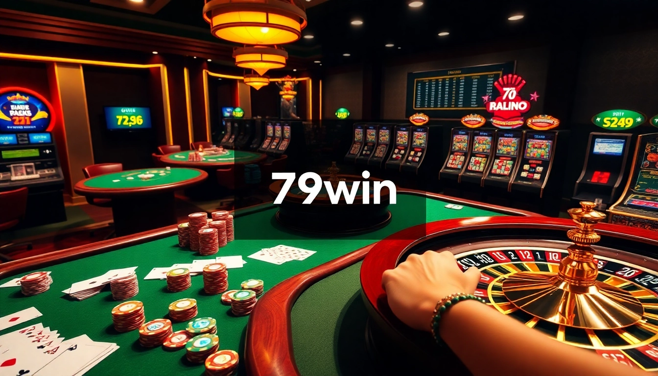 Experience the thrill of gambling with 79win as players engage with vibrant casino elements.