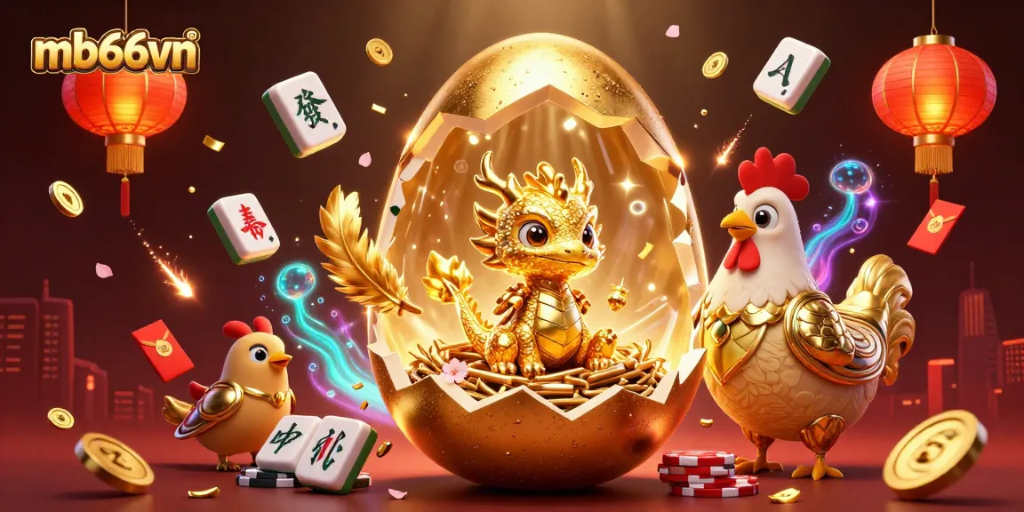 Experience thrilling moments at mb66vn with golden dragon and poker-themed 3D illustration.