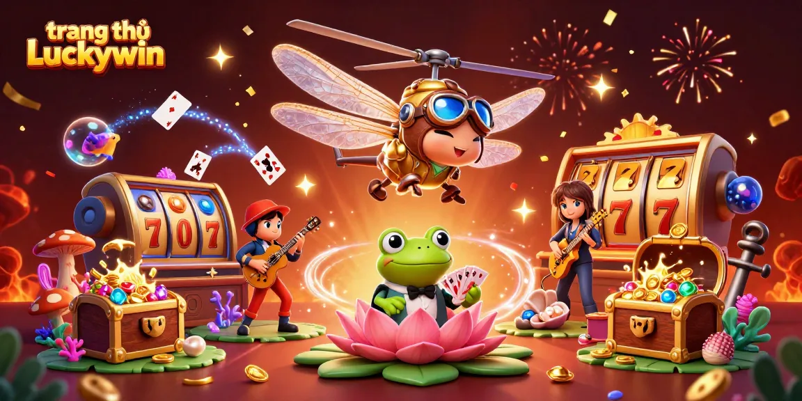 Engage with exciting offers at trang chủ Luckywin, featuring a vibrant casino scene with dynamic characters and game elements.
