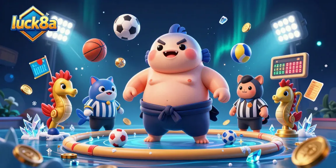 Experience exhilarating gameplay at luck8a with a dynamic underwater scene featuring 3D cartoon fugu in a sumo match.