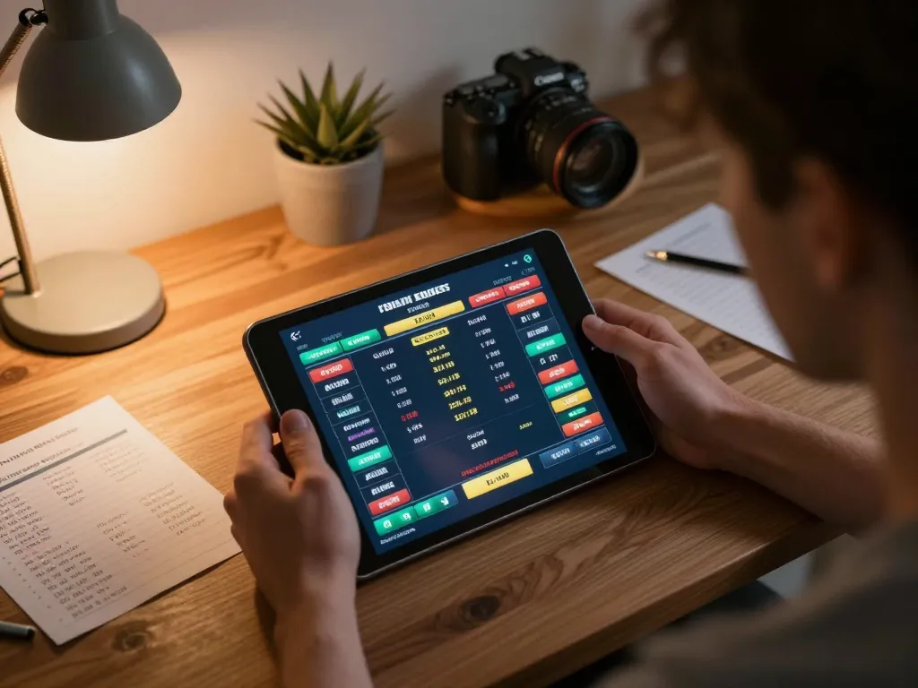 Betting on apk sungaitoto with immersive live odds displayed on a tablet in a cozy home office.