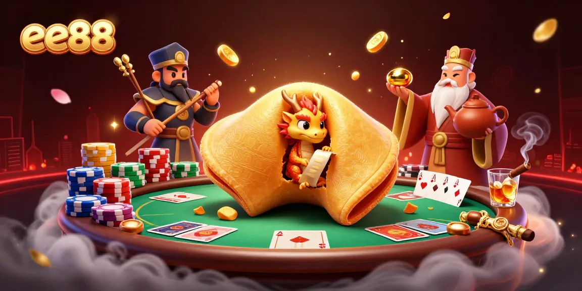 Experience the thrill of ee88 with a dynamic poker scene featuring golden treasures and vibrant characters.