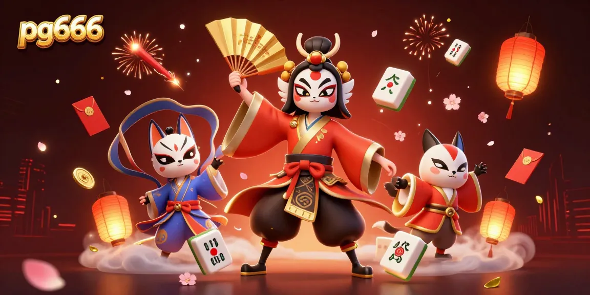Experience the excitement of pg666 with a dynamic 3D casino illustration featuring vibrant characters and game elements.
