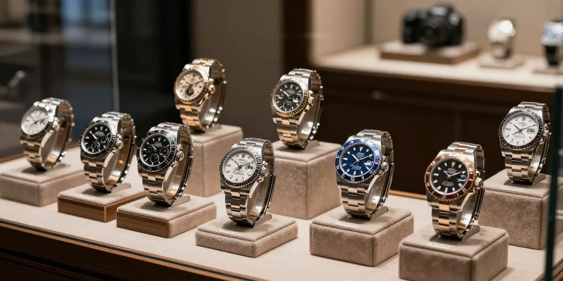 Explore our exquisite rolex super clone watches, meticulously crafted, showcasing luxury and elegance in a boutique setting.