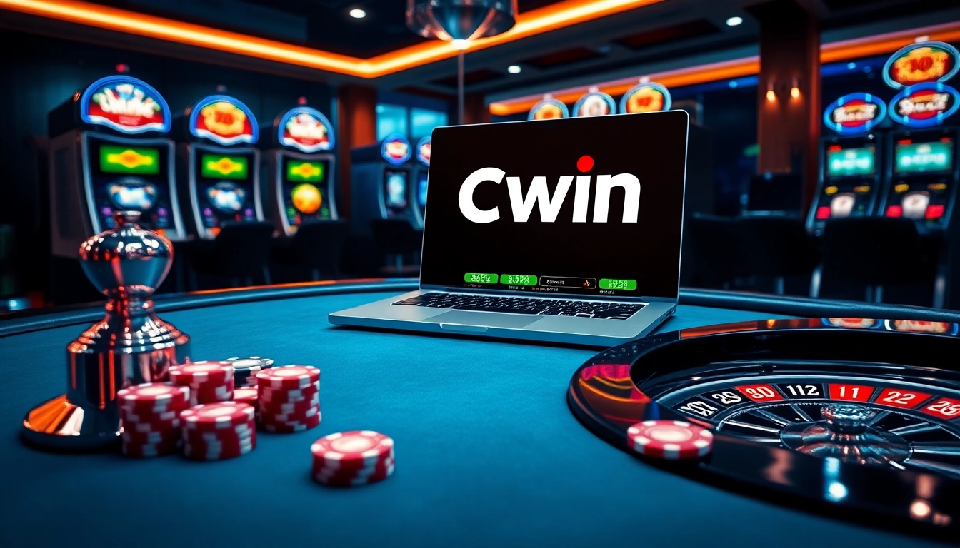Experience the thrill of Cwin with vibrant casino elements and online betting excitement.