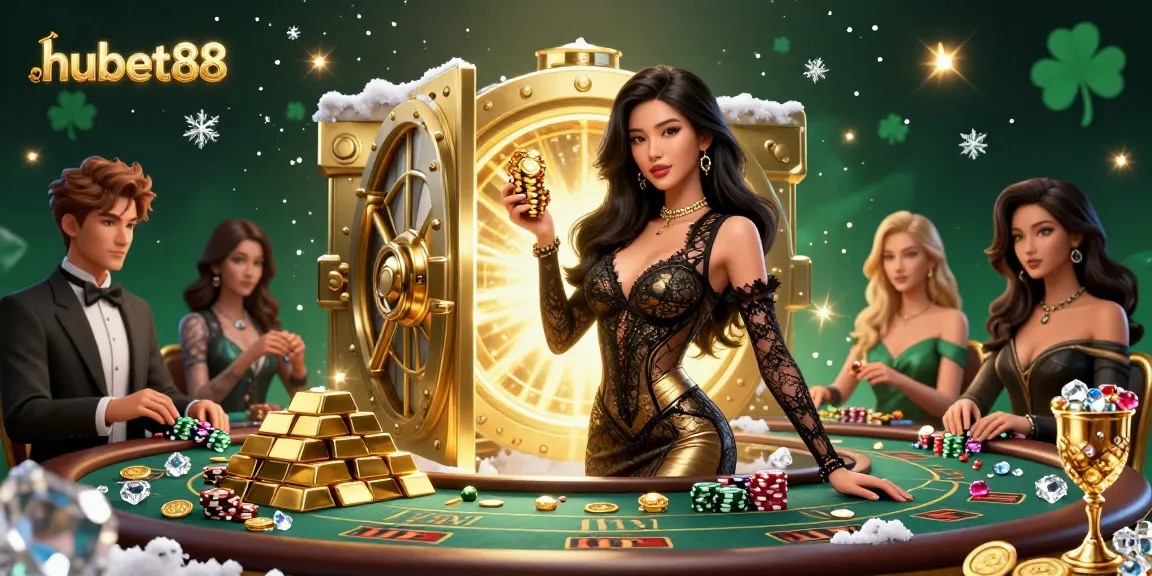 Experience high-stakes gambling at hubet88 with a glamorous baccarat setting bursting with gold.