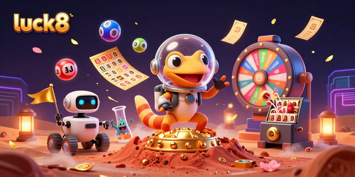 Play and win with luck8 as the Martian gecko discovers a buried casino treasure.
