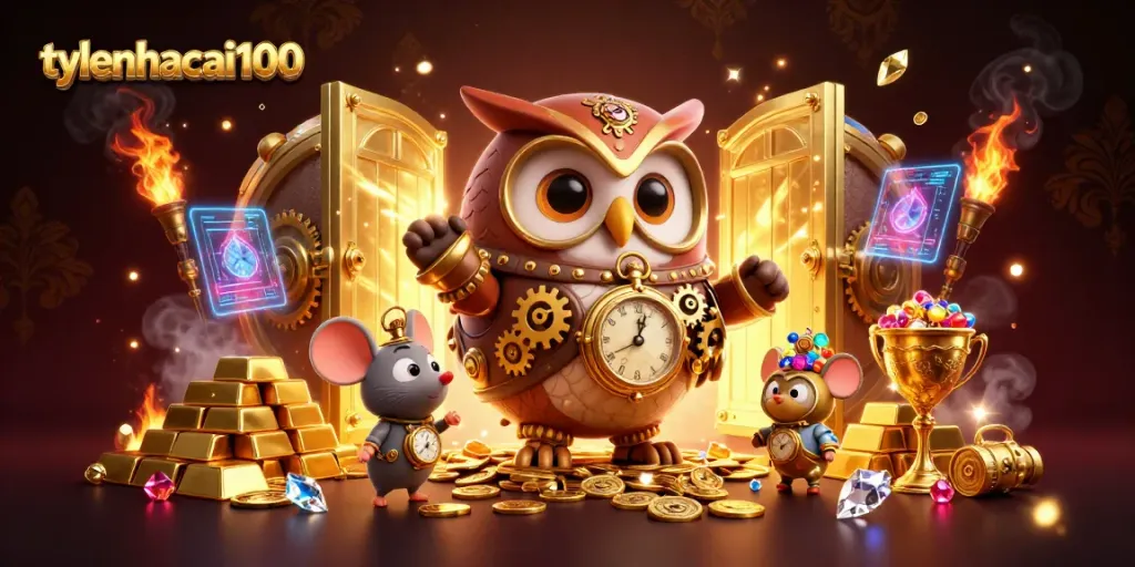 Experience tylenhacai100's casino adventure with 3D time-traveler owl, riches, and excitement.