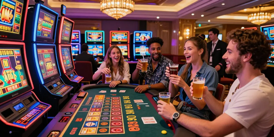 Exciting scene showcasing a diverse group at a credit card casino, enjoying games and vibrant atmosphere while exploring https://scoarch.org.uk list of credit card casinos.