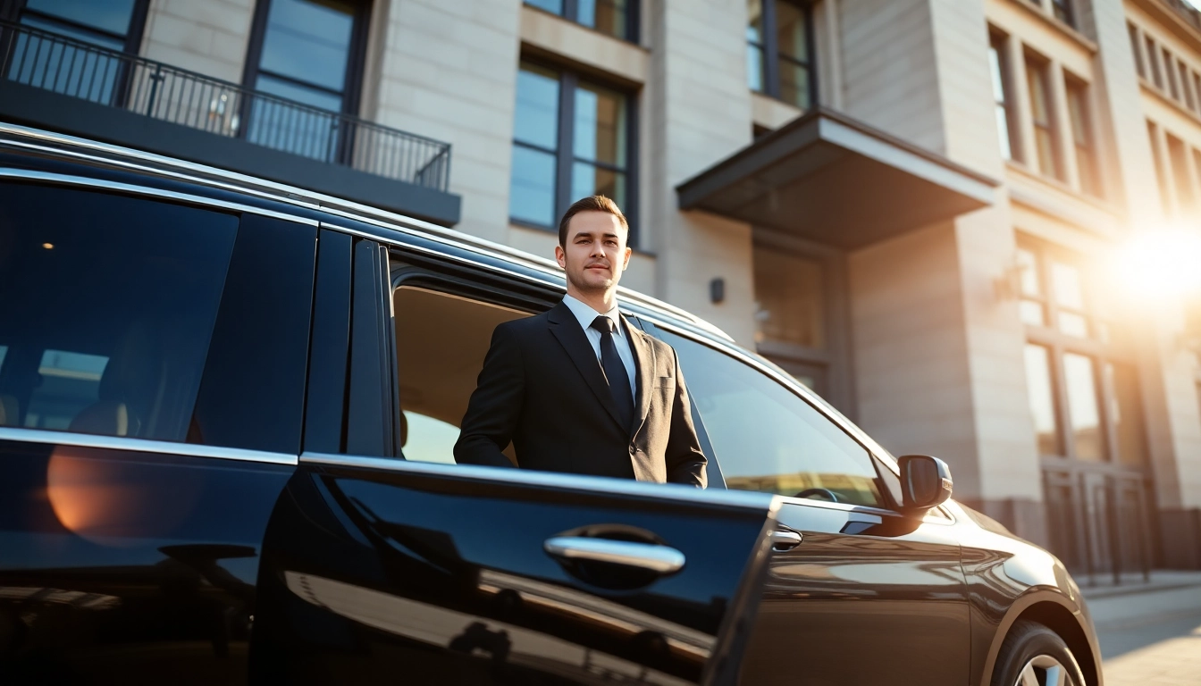 Chauffeur Services Nottingham with a professional chauffeur welcoming clients at a luxury hotel.