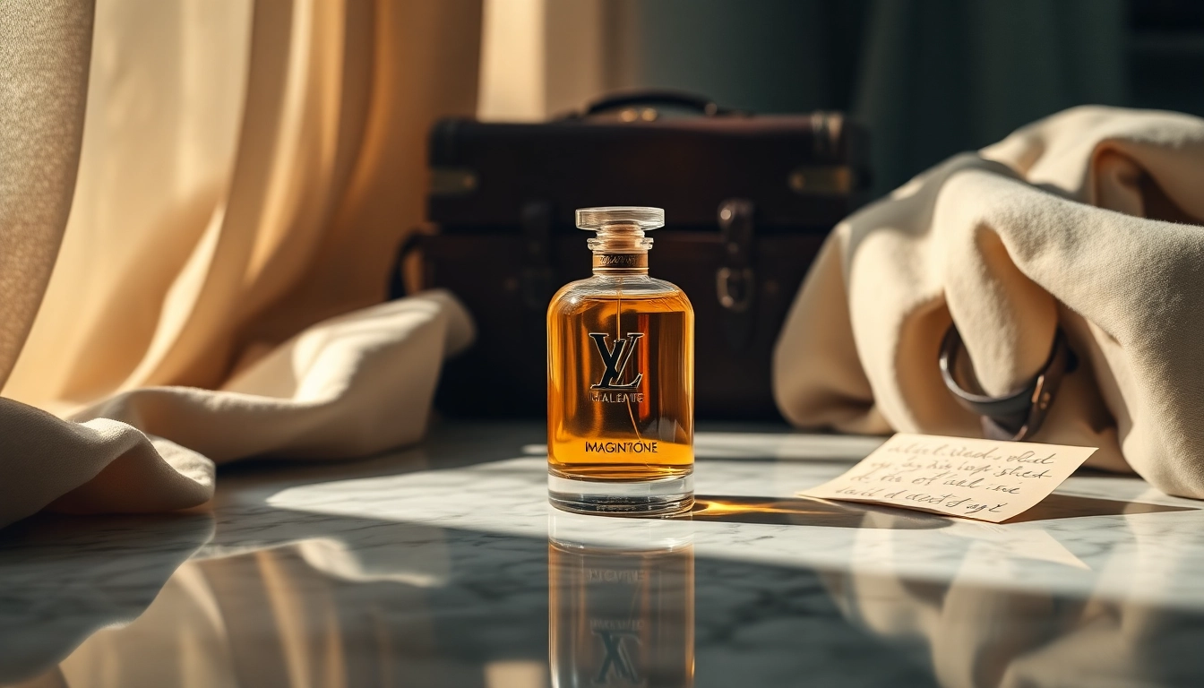 Experience the luxury of LV imagination perfume with its elegant design and sophisticated setting.