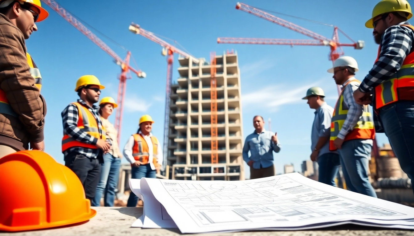 New Jersey General Contractor overseeing a busy construction site with workers collaborating.
