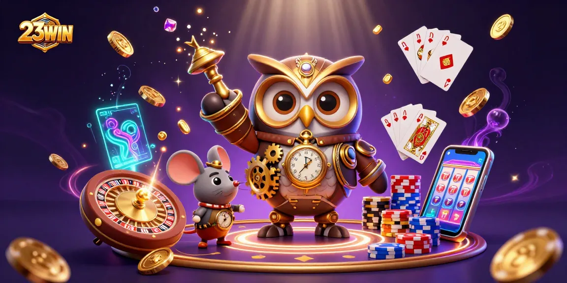 Explore exciting gaming options with 23WIN featuring vibrant casino elements and dynamic 3D designs.