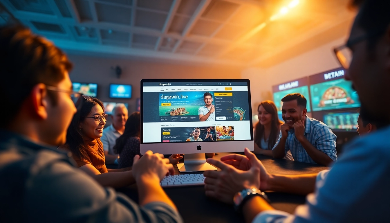 Exciting online betting scene showcasing dagawin.live with diverse users engaged in sports and casino games.