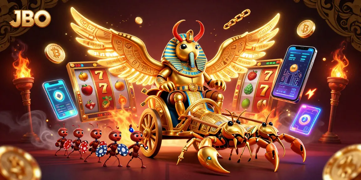Experience thrilling jackpots and bonuses at JBO with an exciting 3D casino scene.