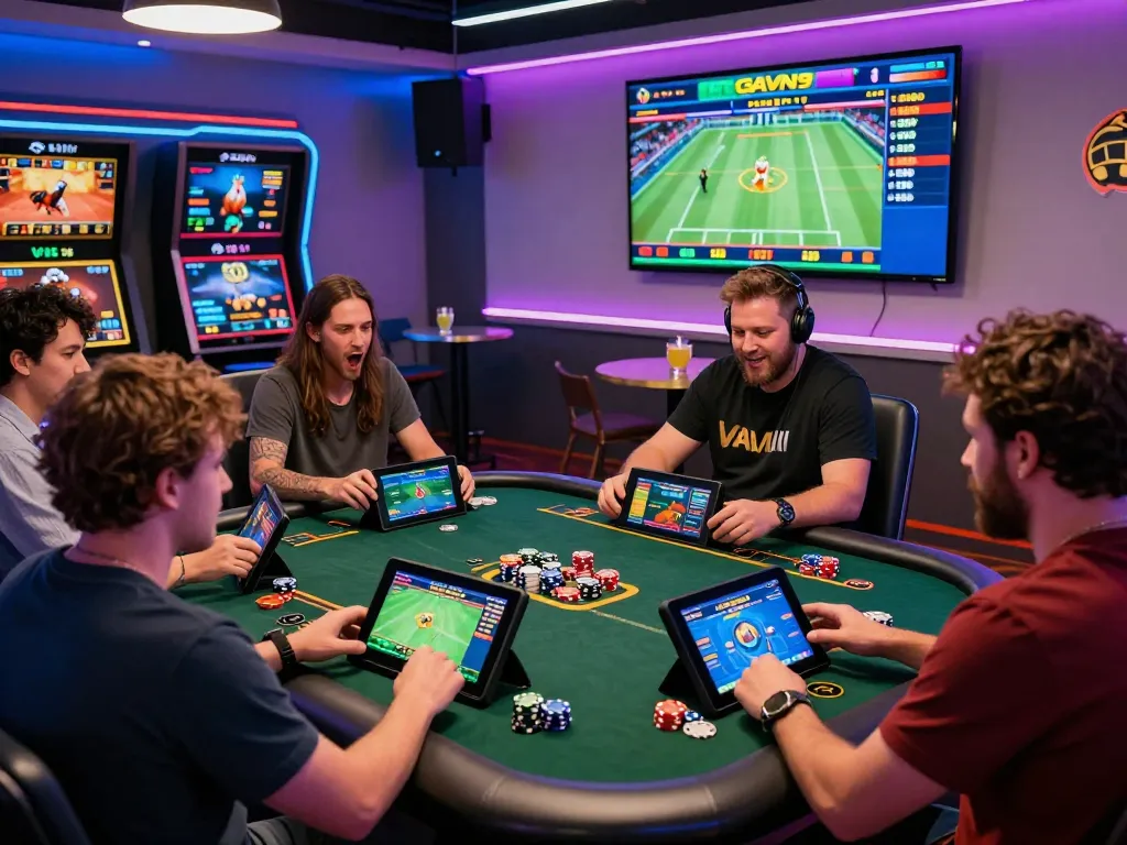 Players enjoying the Gavn99 online gambling platform with vibrant game displays.