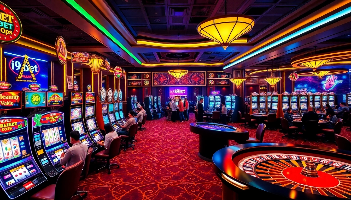 Experience the thrill of i9bet with lively gambling tables, stunning slot machines, and engaging players.