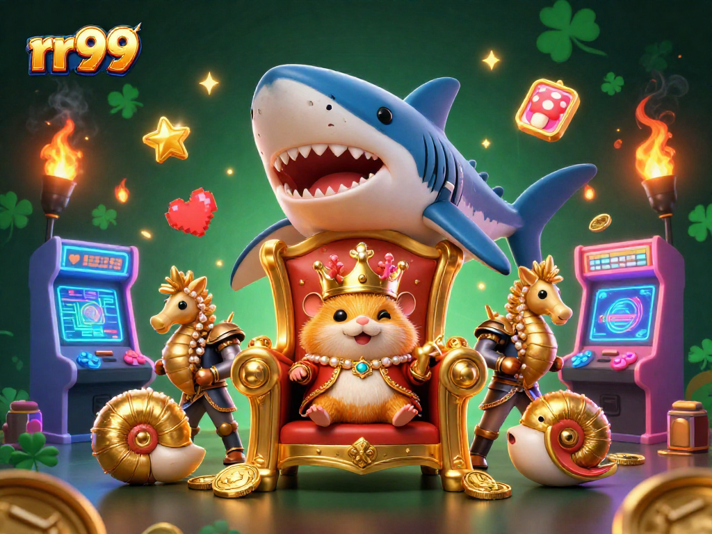 Experience the thrilling world of rr99 gaming with a lively scene of a hamster king and arcade elements.