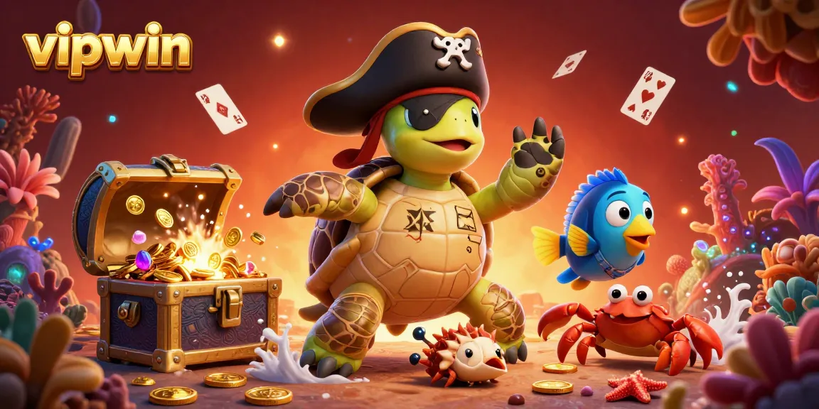 Experience the thrill of vipwin with a vibrant underwater casino scene featuring playful characters and treasure.