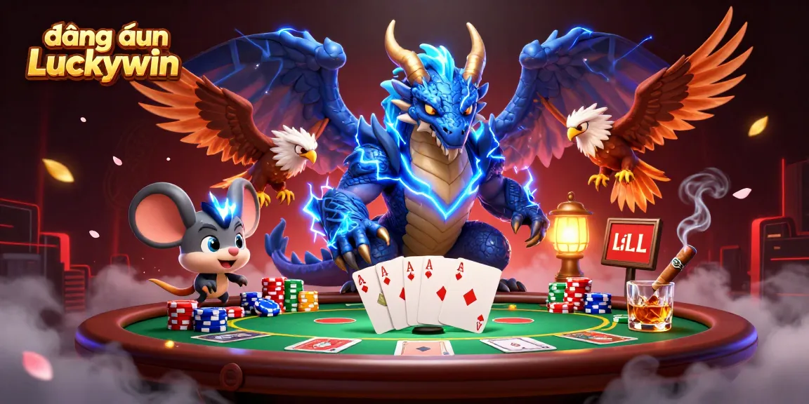 Join the thrilling action of đăng nhập Luckywin with vibrant casino elements, featuring a dynamic scene.