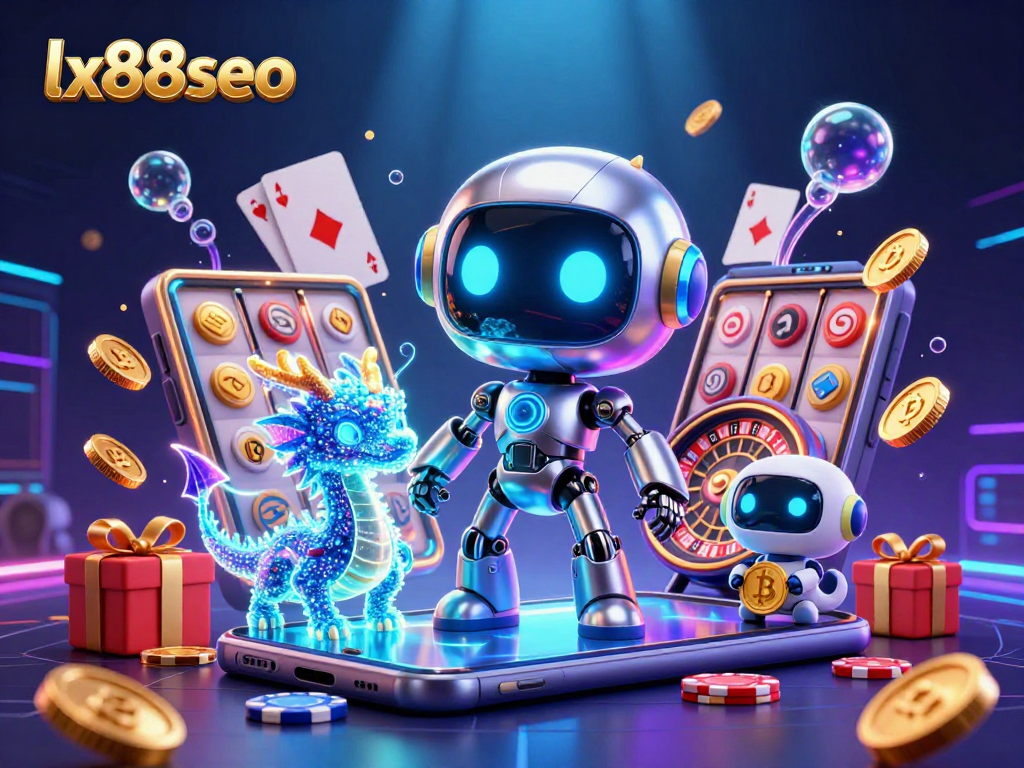 Win exciting rewards at lx88seo with a dynamic 3D robotic casino scene.