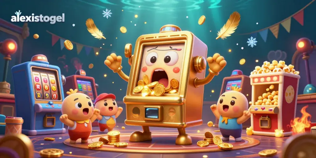 Experience the thrill of jackpot wins with alexistogel's dynamic golden slot machine and cheering companions!