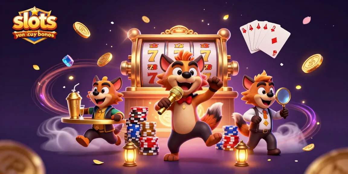 Experience the excitement of slots where you can buy bonus as hyenas entertain in a vibrant casino scene.