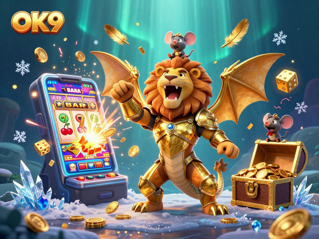 Experience OK9’s thrilling casino adventures with a roaring chimera and vibrant jackpot excitement.