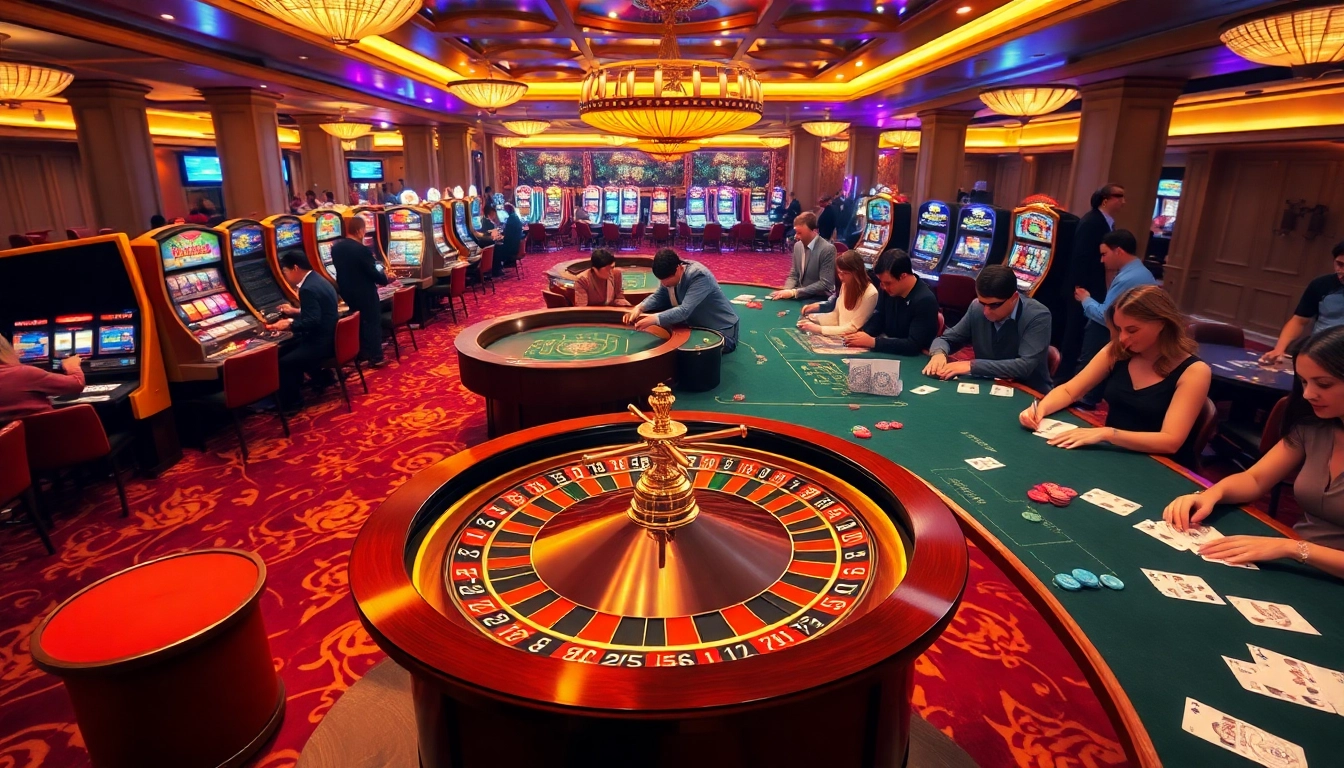 Thrilling gaming action at https://sunwin10.de.com/ with vibrant roulette, poker tables, and engaging slot machines.
