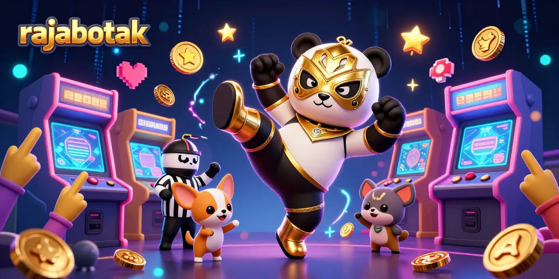 Experience the excitement of rajabotak with a thrilling 3D wrestling panda in a dynamic casino setting.