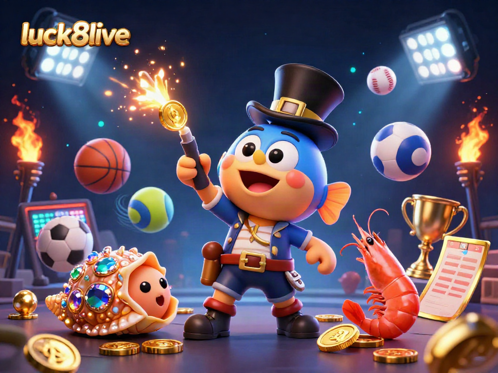Engage with luck8live's thrilling casino adventure featuring dynamic 3D characters amidst exciting gaming elements.