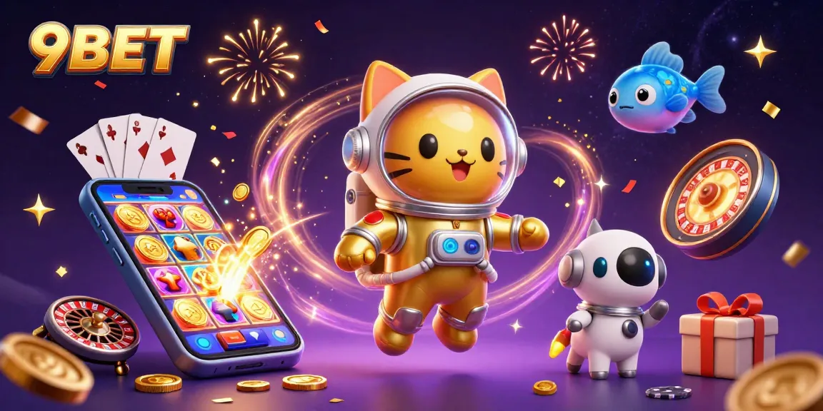 Spin winning slots at 9BET while experiencing a vibrant cosmic casino adventure.
