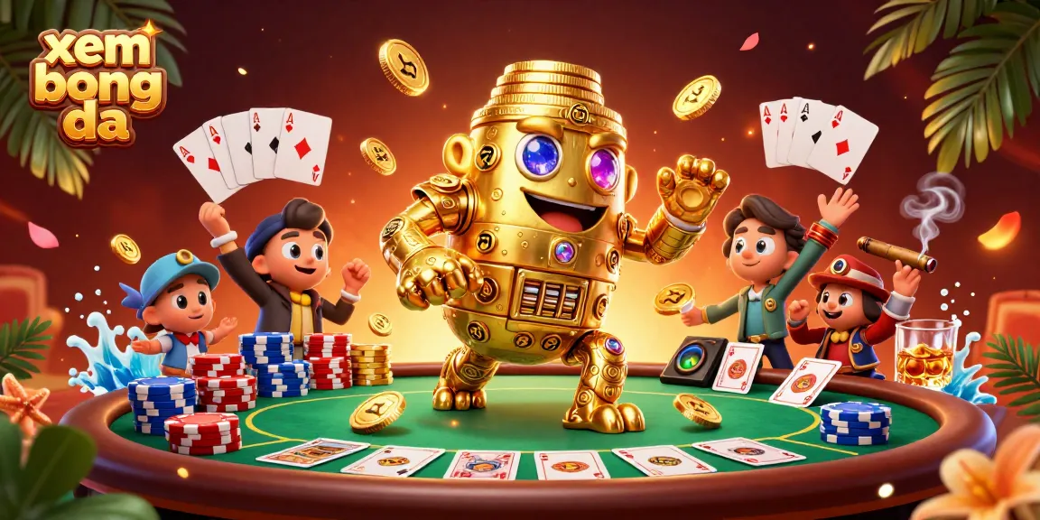 Xem bong da and enjoy thrilling poker scenes with an ancient golem made of gold coins.