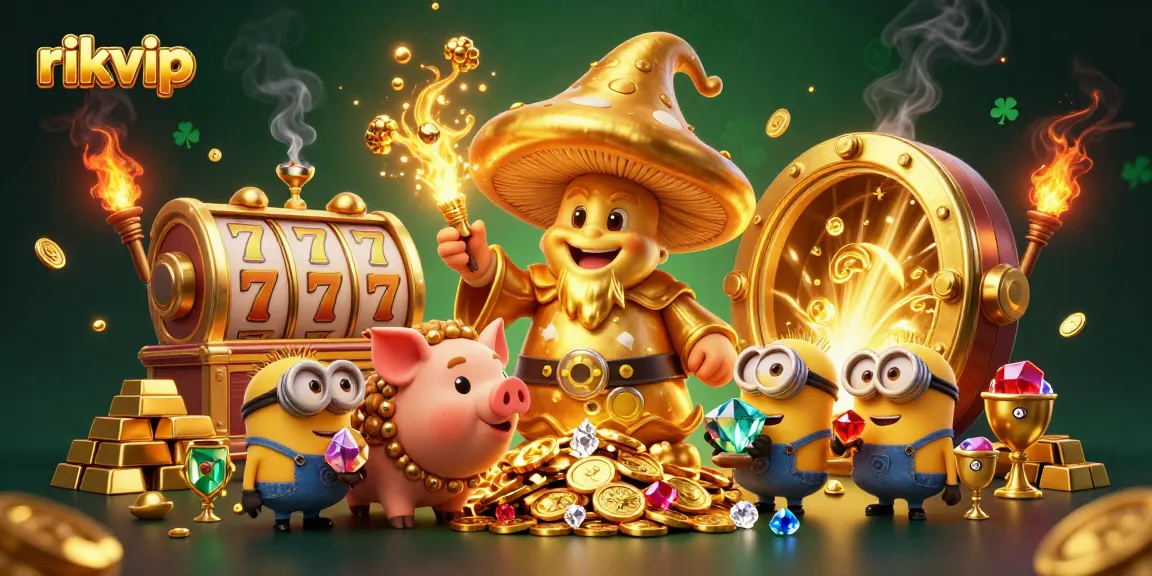 rikvip features a magical scene with wizards, treasure, and vibrant casino elements for players.