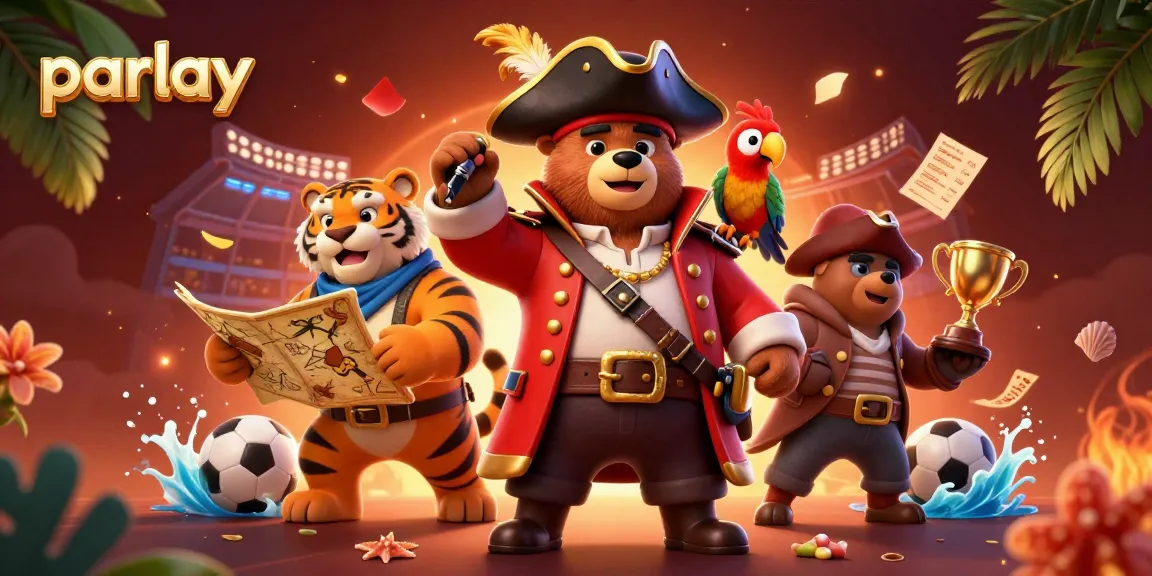 Engage in parlay betting with detailed gaming characters and vibrant sports elements