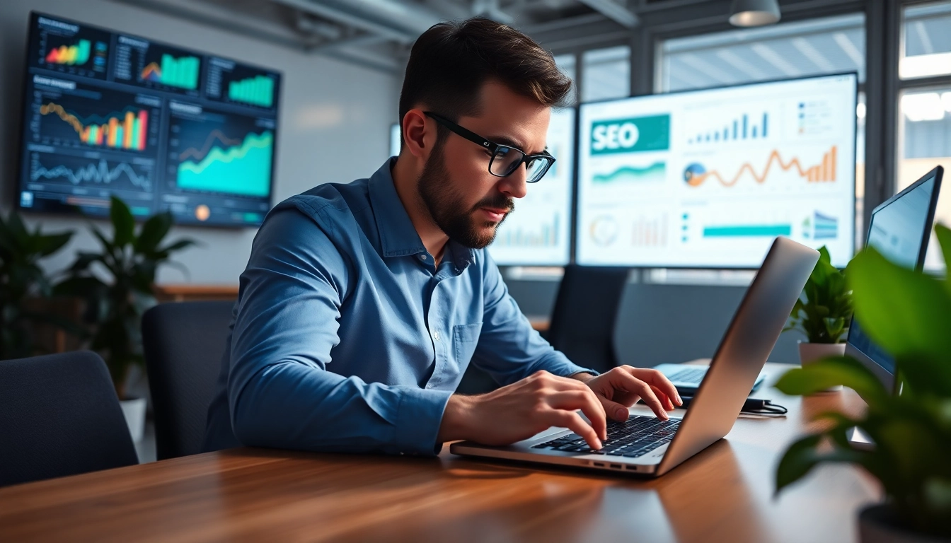 Analyze SEO Rank strategies for higher visibility in a modern office.