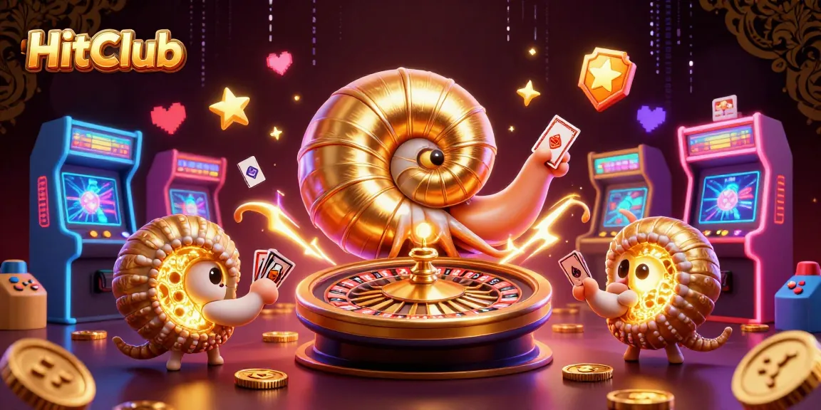Experience thrilling gameplay at HitClub with a dynamic illustration of a giant nautilus and glowing companions.