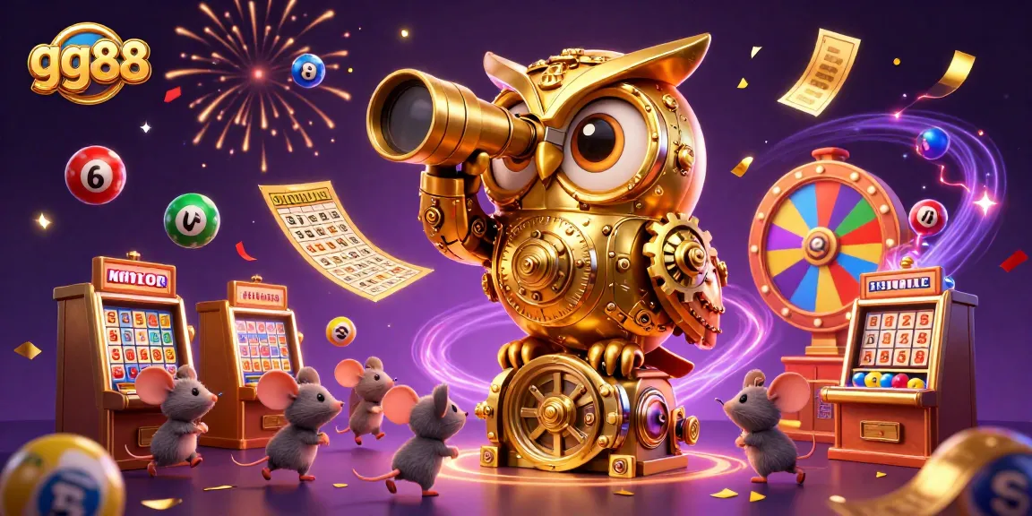 Experience excitement at gg88 with a whimsical casino scene featuring golden elements and winning symbols.